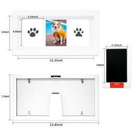 Paw Print Kit for Dogs, Pet Paw Print Kit with a Safe and Clean Ink Pad, Creative Gifts for Dog and Cat Lovers, Wooden Picture Frame, White