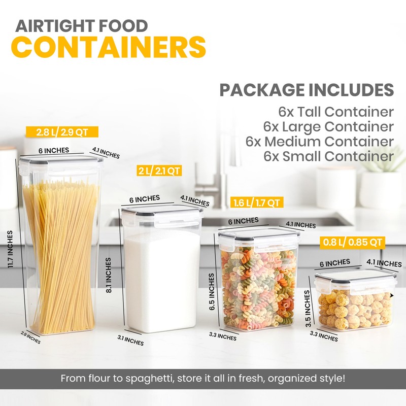 KICHLY Airtight Food Storage Containers Set with Lids – 24