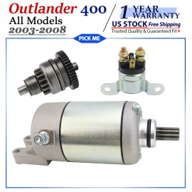 Motorsupermarkets Starter Motor for Can-Am Bombardier Outlander 400 2003-2008 W/Bendix & Relay