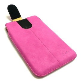Emartbuy Universal 7-8.4 Inch Pink PU Leather Secured Slide in Pouch Case Sleeve Holder With Pull Tab Mechanism Compatible With Devices Listed Below