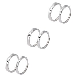 FRCOLOR 3 Pairs Sun and Moon Couple Rings Matching Engagement Jewelry for Women Symbolizing Eternal Love with Design present for Couples