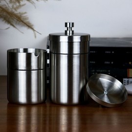 304 Stainless Steel Ashtray for Home & Bar Lid