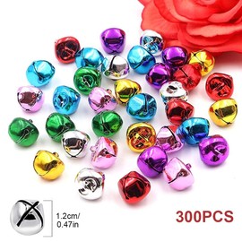 Bells for Crafts, Pack of 300 Bells, Metal Bells, Mini Bells, Mini Metal Bells with Eyelet for Christmas, Home, Pet Decorations (12 mm, Colour)