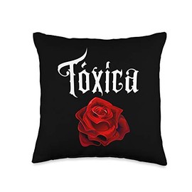 La Tóxica pero Cute Gifts Co. Tóxica-Salty Sarcastic Gift for Feisty Latinas Throw Pillow, 16x16, Multicolor