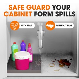 Cheer Collection Silicone Under Sink Mat - Waterproof Cabinet Liner for Kitchen, Leak Proof, Easy Clean, Non-Slip Drip Tray, Protects Cabinets from Spills, Leaks & Stains, 19x22