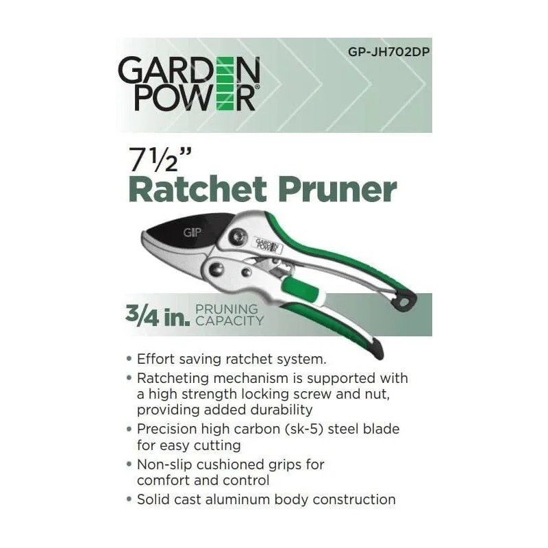Garden Power Premium Heavy Duty Ratchet Pruning Shears, Professional Hand