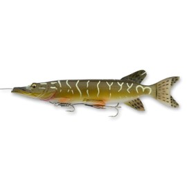 Savage Gear 3D Line Thru Pike Fishing Bait, 6 1/2 oz, Pike, Realistic Contours & Movement, Durable Construction, Built-in Rattle Slot, Scent Infused, Slow Sink