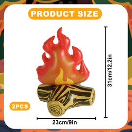 BOXOB 2pcs Inflatable Fake Campfire, Fake Fire Pit Decoration Artificial Flame Campfire Toy for Indoor Outdoor Play Kids Camping Theme Birthday Party Scene Setting & Photo Props