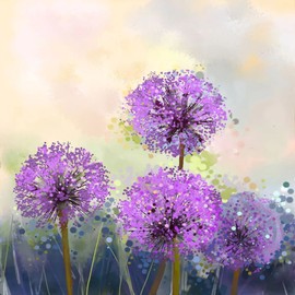 HSENJT Diamond DIY Painting Kits Purple Dandelion,Flowers Diamond Art Craft for Adults,14X14 Inch Painting by Diamonds Kits Full Round Drill for Wall Decor Gift 35x35 cm