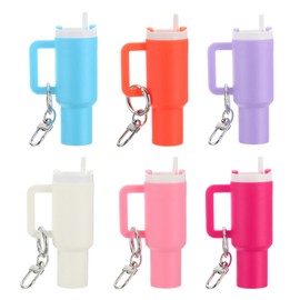 PATIKIL Mini Cup Keychain, 6 Pcs Lip Balm Holder Mini Tumbler Key Chains Cute Decor Keychain Charm for Backpack Handbag Purse, Multicolor