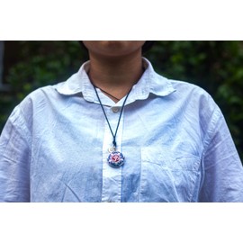 Handmade Tibetan Turquoise, Coral, Lapis Om Pendant From Nepal (Flower Om)