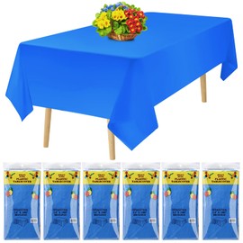 YANGTE 6 Pack Tablecloths Plastic Rectangle Table Covers 54 x 108 Inch Table Cloths for Indoor or Outdoor Parties Birthdays Weddings Picnics (Dark Blue)