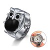 JewelryWe Women Men Finger Watch Stylish Owl Flip-Open Cover Quartz