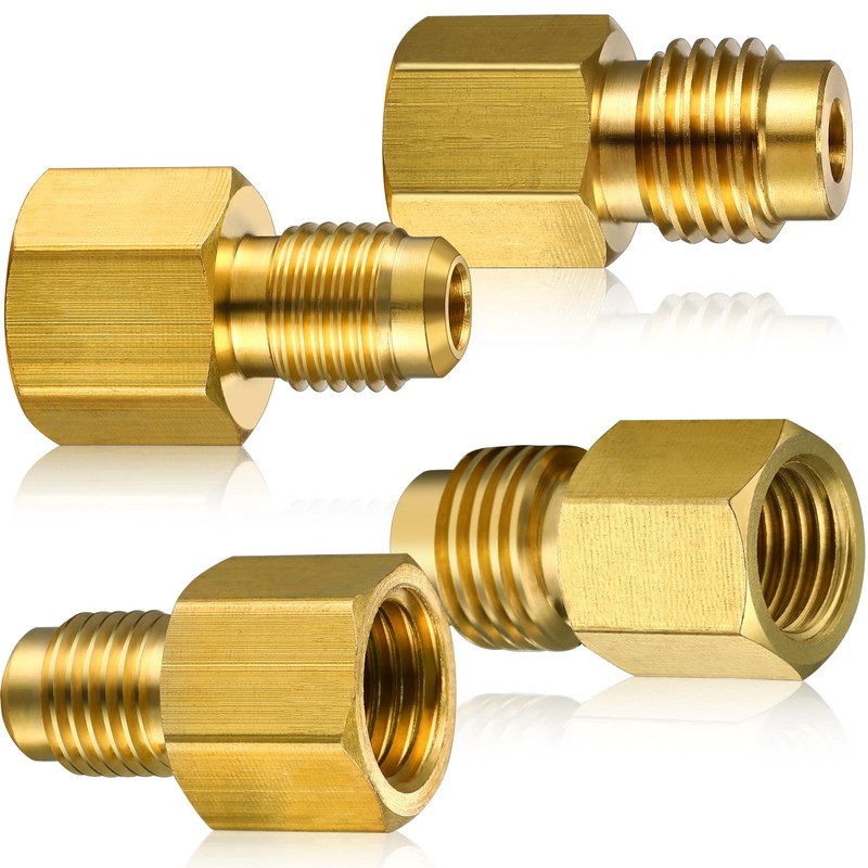 JaGely 17 Pcs R134a Brass Refrigerant Tank Adapter 1/4" to