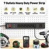 7 Outlet Metal Long Power Strip with Overload Protection 6ft