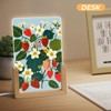 JTREHY Acrylic Night Light,Strawberries and Flowers Printed Wooden Base LED