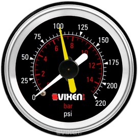 Vixen Air Two 2" Dual Needle Air Pressure Black Gauges with Four Momentary Switches and Metal Dash Panel Kit VXF2GP4RKB