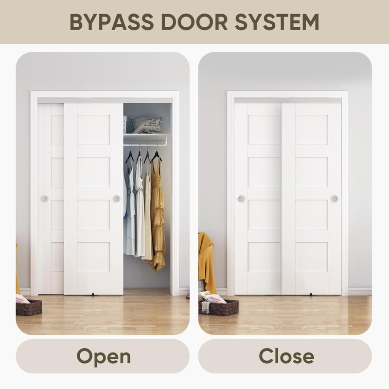 BARNSMITH 4FT/48 Bypass Door Hardware,Heavy Duty Aluminum Sliding Closet Door