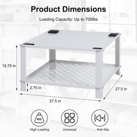 LUCKUP Laundry Pedestal with Storage Shelf-Universal Washing Machine Stand Heavy Duty Metal Base, 27.5W*27.5L*15.75H, Universal Fit 700lbs Capacity, Suitable for Dryer and Fridge