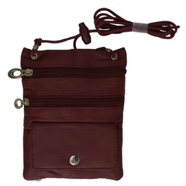 New PASSPORT Leather ID Holder Neck Travel Pouch Wallet (Burgundy)