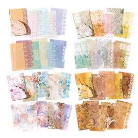 HACRAHO Lace Edged Scrapbook Stationery Paper Assorted Set, 4 Pack Colorful Scrapbook Paper Vintage Paper for Letter Writing Scrapbooking Junk Journal Supplies Collage Background