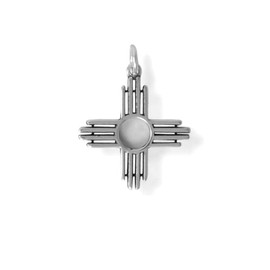 JewelryWeb 925 Sterling Silver Oxidized Zia Symbol Charm Pendant Necklace for Women