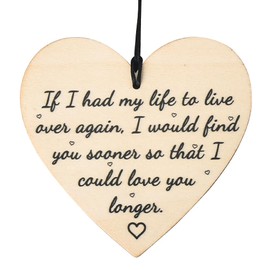 Romantic Gifts for Him Her Wife Husband Wooden Heart Hanging Ornament Decorative Signs with Sayings for Wall Boyfriend Girlfriend Anniversary Engagement Gifts for Men Women Parents Couple Gift Ideas