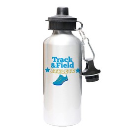 Mystic Sloth Track & Field Family 20oz Aluminum Water Bottle with Carabiner and TWO Lids (Silver, Athlete)