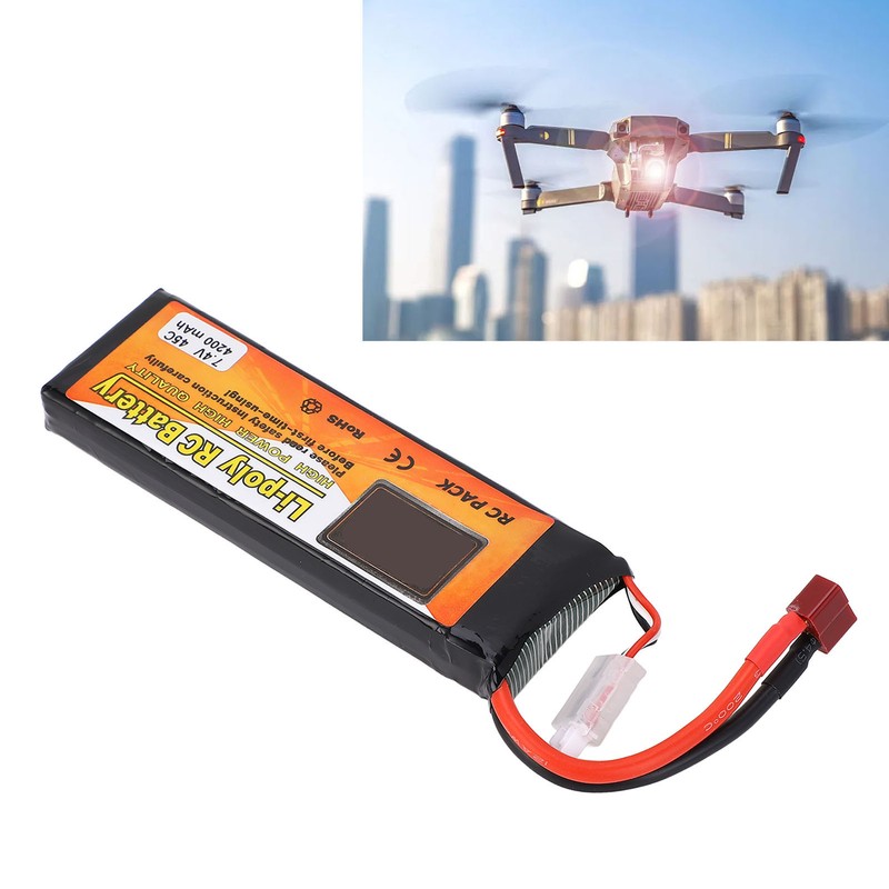 Drone Lithium Battery 7.4v 4200mah 45C 2S Lipo Battery with