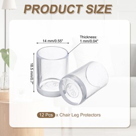 uxcell 12 Pcs Transparent Chair Leg Floor Protectors, 5/9 Inch Round PVC Chair Leg Caps for Hardwood Floors, Non-Slip Reduce Noise Table Furniture Cover