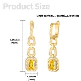 MESOVOR Crystal Drop Earrings for Women, 18K Gold Plated Long Chain Dangle Dangling Earrings with Tiny Diamond for Wedding Prom, Party Jewelry Gifts (Yellow)