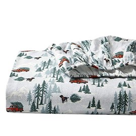 Eddie Bauer - Flannel Collection - 100% Premium Cotton Bedding Sheet Set, Pre-Shrunk & Brushed For Extra Softness, Comfort, and Cozy Feel, Full, Tree Farm