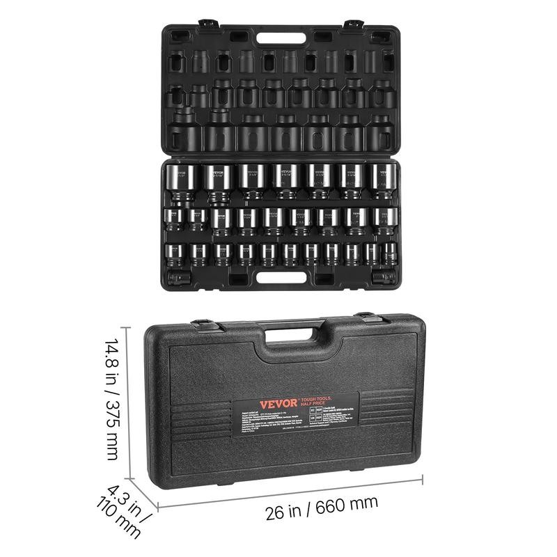 VEVOR Impact Socket Set 29 Piece Impact Sockets CR-M0 3/4