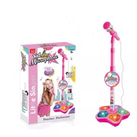 MARZSEFLO Infantil Karaoke Micrófono Juguete Con Base Bocina Luces