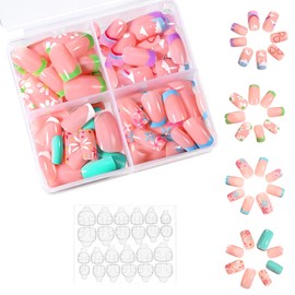 Press on Nails 96 Pcs, Cute False Nails Short | Full Cover Short Fingernail Kids Stick on Nails | Kids False Nails Women Girls Nail Art Patches | Nail Design Decor With Jelly Glue