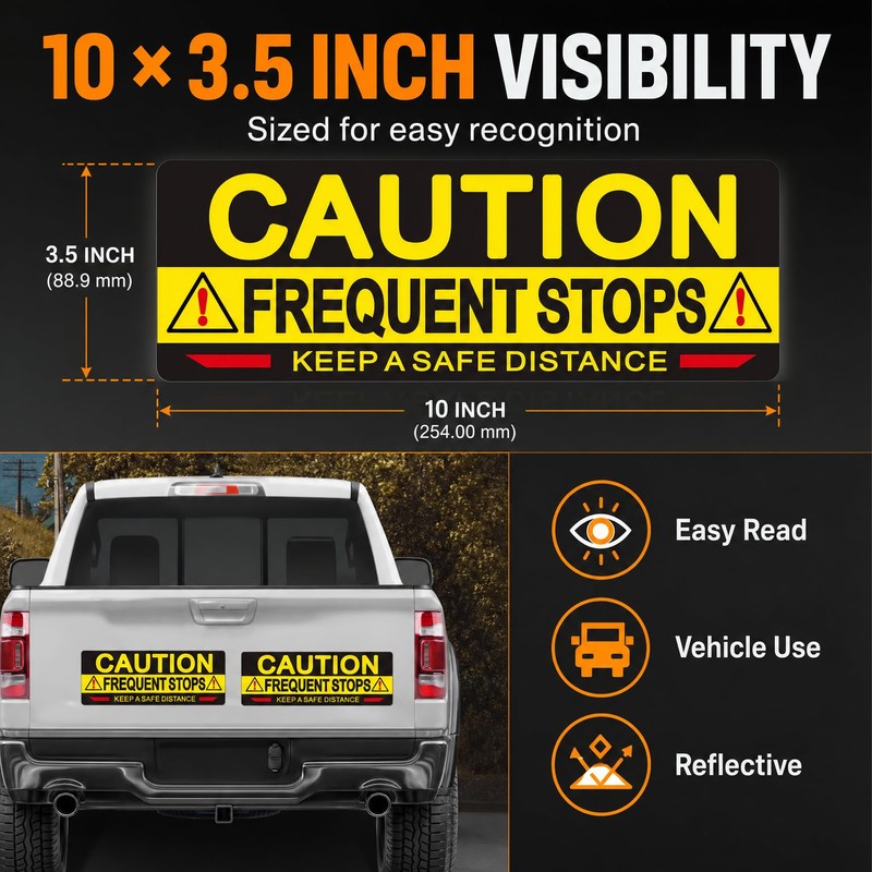 2 Pcs Frequent Stops Reflective Magnetic Safety Warning Signs