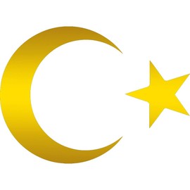 NBFU DECALS Islam Muslim Halfmoon Star (Metallic Gold) (Set of 2) Premium Waterproof Vinyl Decal Stickers for Laptop Phone Accessory Helmet Car Window Bumper Mug Tuber Cup Door Wall Decoration