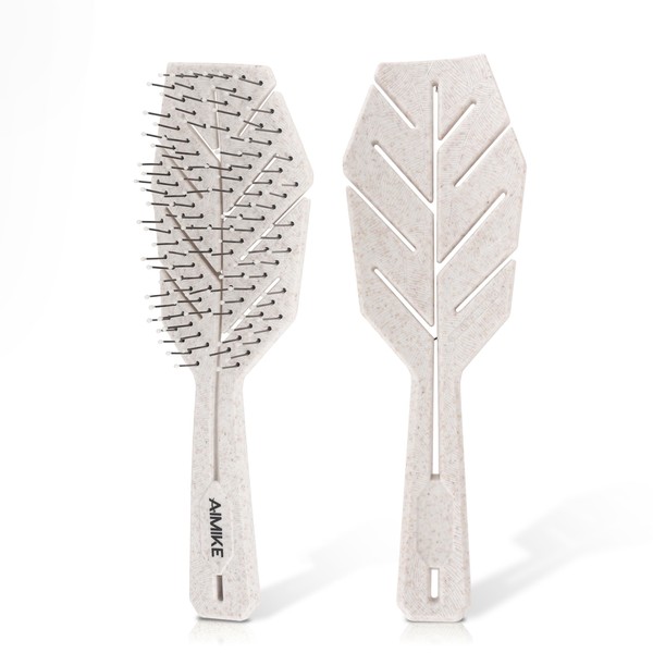 AIMIKE Hair Brush Without Pulling, Organic Hair Brush for Women and Children, Children's Hair Brush, Pain-Free Brush Hair, Detangling Brush for Curls and Long Hair, Unique Tree-Shaped Detangler Brush
