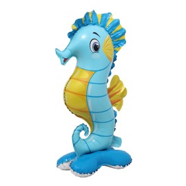 Selfstand 3D Animal Fox Koala Lion Elephant Panda Cow Rabbit dinosaur Triceratops Stegosaurus Baby shower Ball Foil Balloons Birthday Party Baby Shower Decorations Kids Toys (Base Sea Horse)