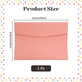 CALFOVERA A PU Leather File Holder Document Folder Pink Thin Waterproof Portfolio Storage Envelope Organiser Bag with Snap Closure for Receipt Contract Stationery Tablet