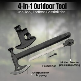 Rite Edge 17.5-Inch Hiker's Hatchet – Multi-Tool Axe with Hidden Saw, Fire Starter, Hammer, and Nylon Fiber Handle – Includes ABS Sheath for Camping and Survival