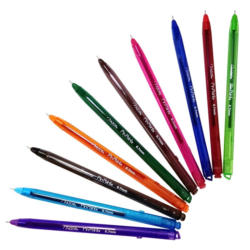 Azor Bolígrafos De Colores Punto Fino .7mm, 10 Piezas +