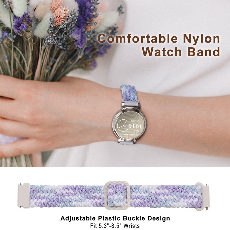 2 Pack Braid Nylon Bands Compatible with Garmin Lily 2,