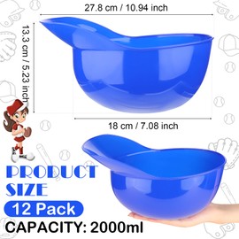 Tanlade 12 Pack 72 oz Large Baseball Helmet Ice Cream Bowls Baseball Helmet Cups Baseball Snack Dessert Helmet Bowls for Birthday Serving Popcorn Chip Sundae Party Favor (Blue)