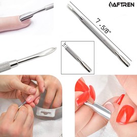 AFTREN Double Sided Metal Cuticle Pusher Tool Manicure Pedicure Salon Professional Cuticle Remover Quality J2 Curved Edge Stainless Steel
