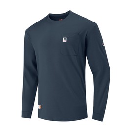 VANDISI FR Shirts for Men 5.5oz Lightweight Fire Resistant Shirts for Men Long Sleeve NFPA2112/CAT2 Dark Blue