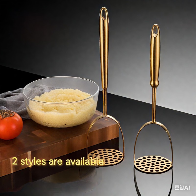 Golden Potato Masher Stainless Steel Heavy Duty Ergonomic Handle for