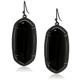 Kendra Scott "Starstruck" Elle Gunmetal Black Opaque Glass Drop Earrings