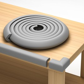 Sharp Edge & 16.2ft Furniture Safety Guards | Protective Foam Cushion | 15ft Bumper 4 Adhesive Childsafe Corners | Baby Child Proofing Foam Set and Safe for Table, Fireplace, Countertop | Gray