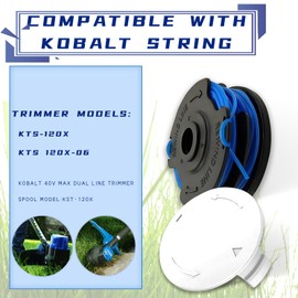 JUUJCH KST-120X Spool Compatible with Kobalt 40V Cordless String Trimmer KST 120X, KST 120X-06,String Trimmer 0.065in 20ft,8 Pack (6 Line Spool + 2 Cap)